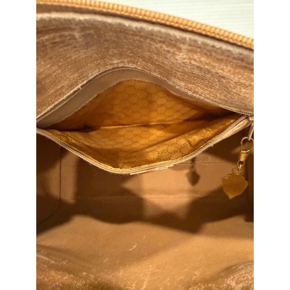 Gucci Microguccissima Satchel Medium Tan Brown Vintage Crossbody Bag Purse‎ - Picture 7 of 13